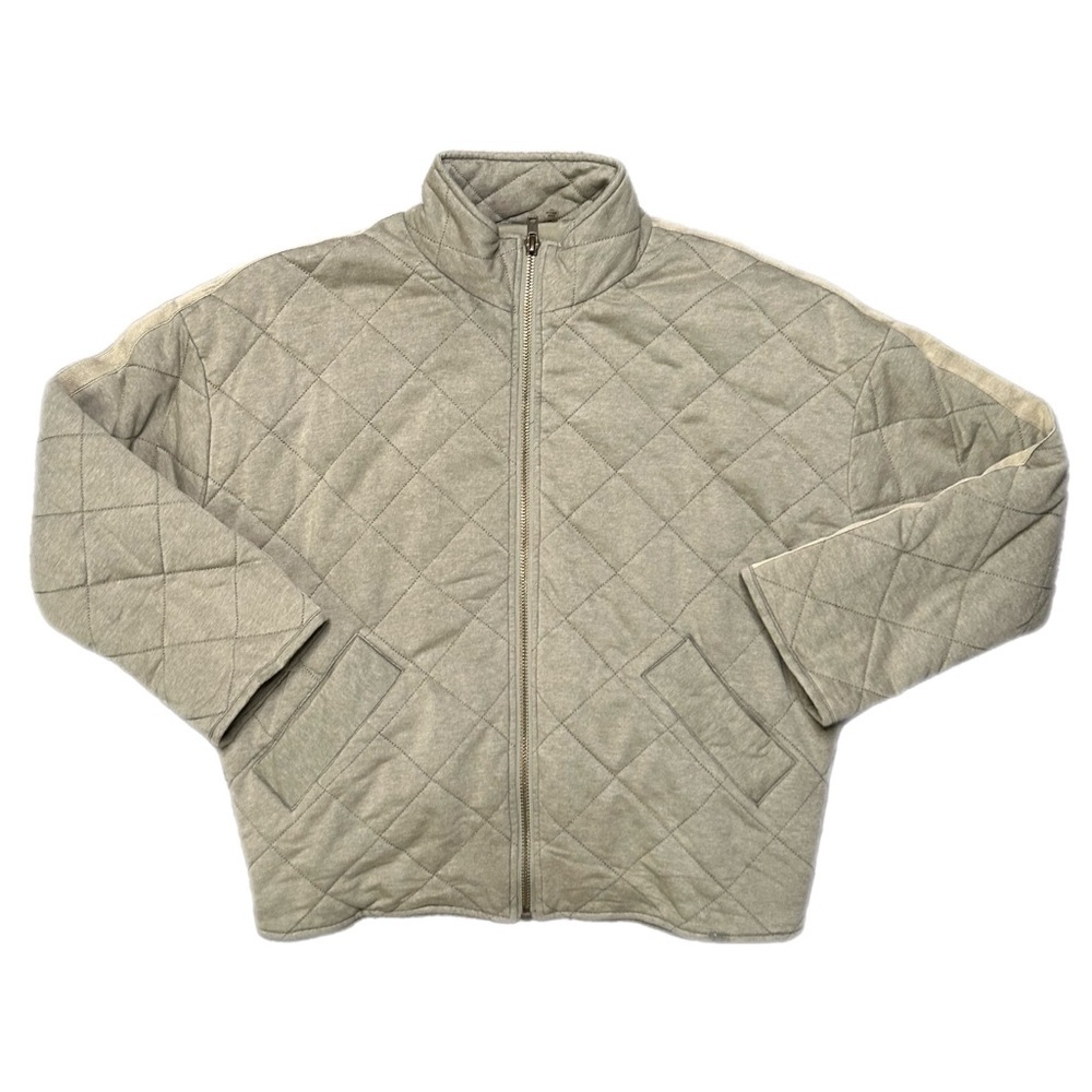 bagatelle Quilted Zip-Front Jacket in Light Olive Green